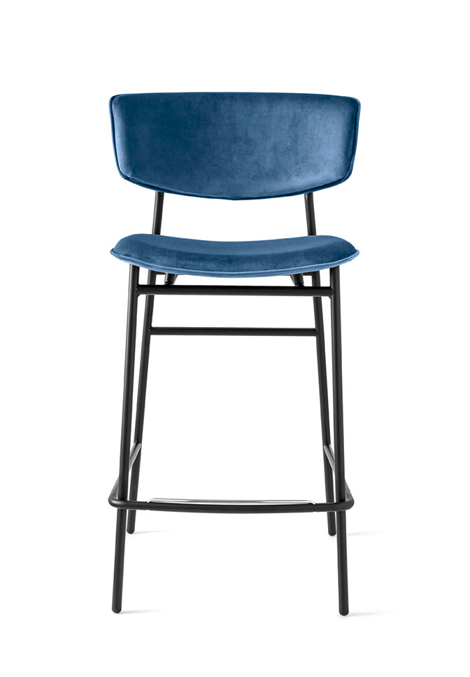 FIFTIES upholstered bar stool with a black base