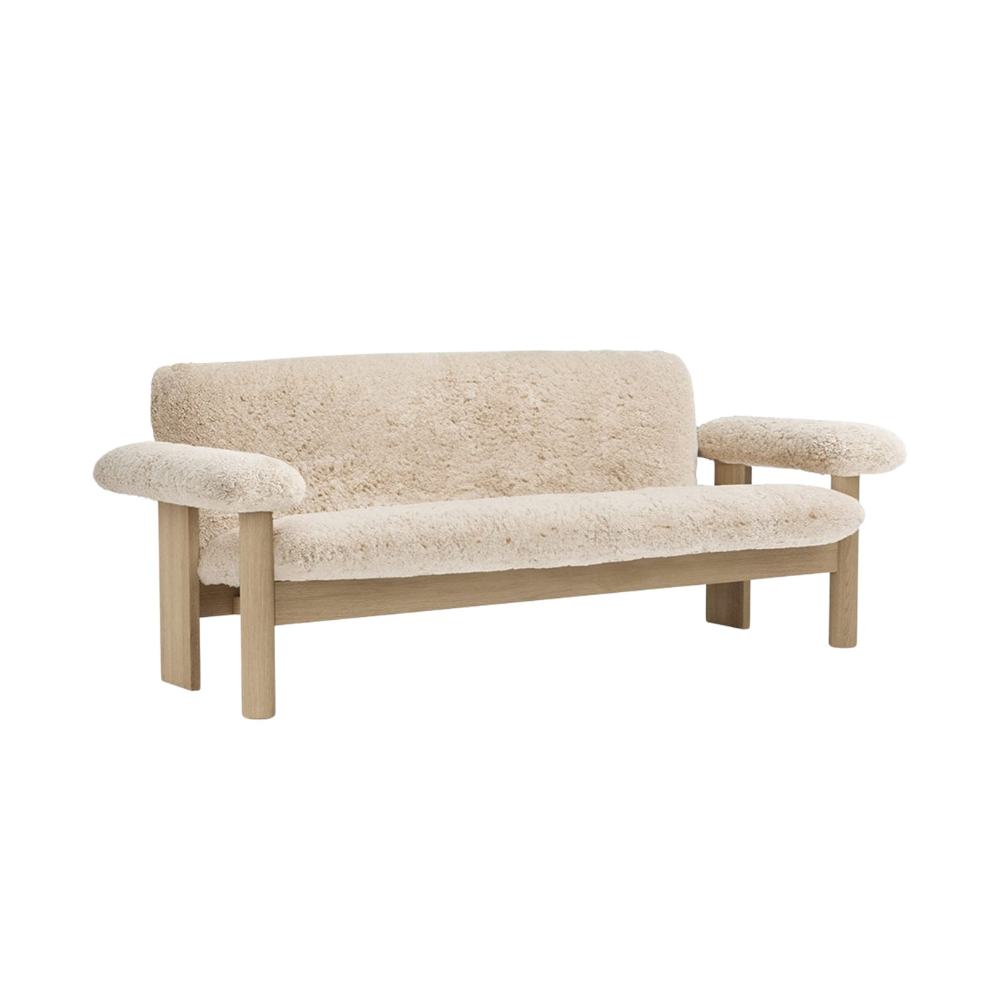 Sofa BRASILIA skóra owcza z dębową podstawą