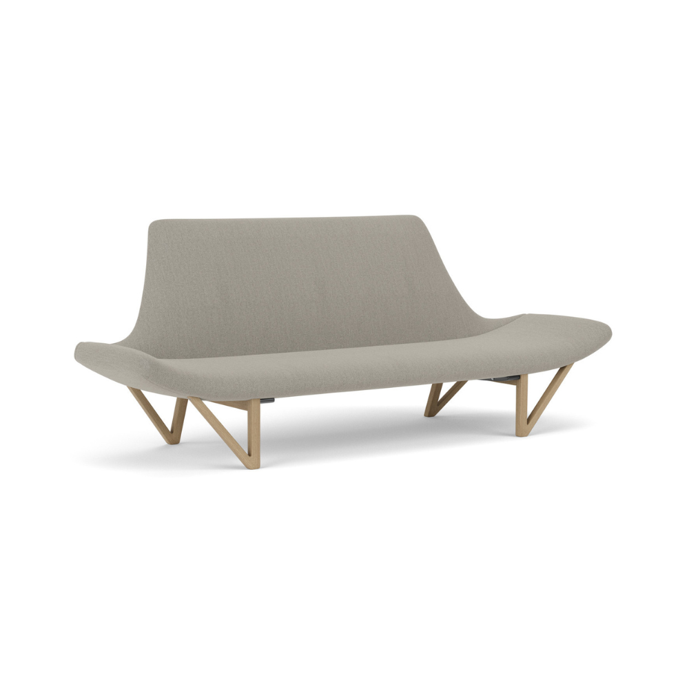 Sofa PAGODE szary z dębową podstawą