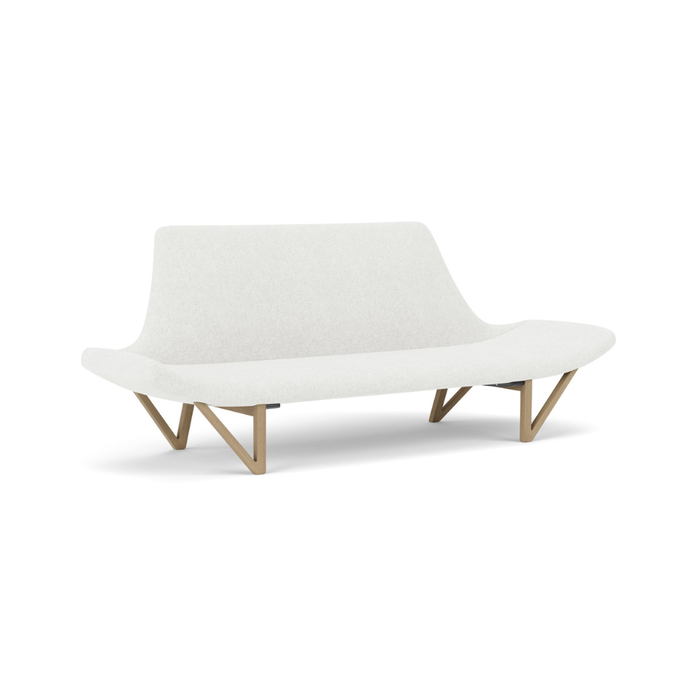 Sofa PAGODE jasnoszary z dębową podstawą