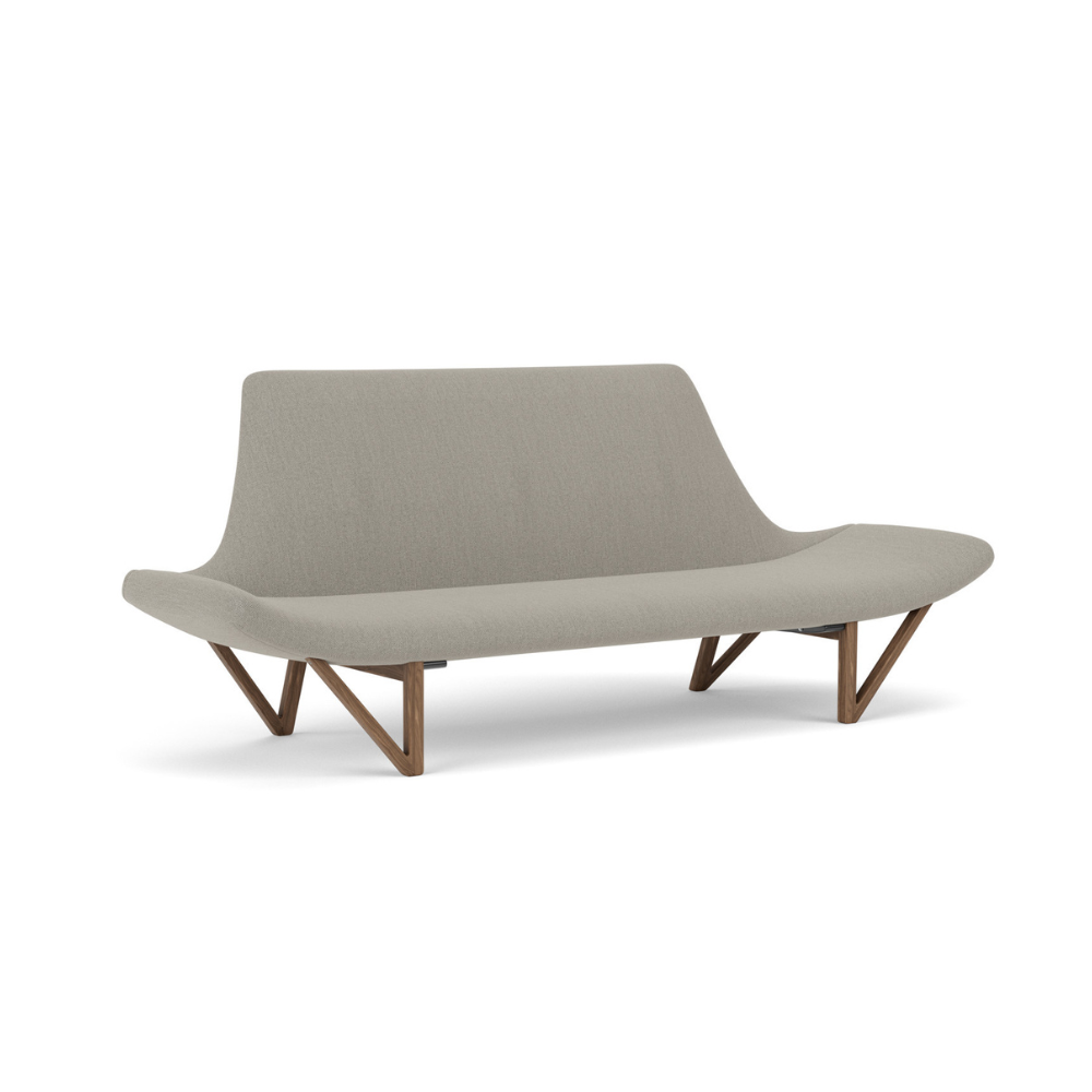 Sofa PAGODE szary z orzechową podstawą