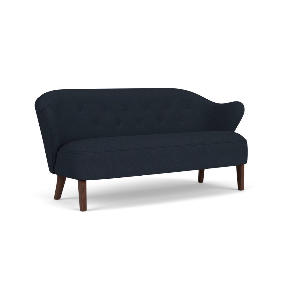 Sofa INGEBORG granatowy z ciemną dębową podstawą