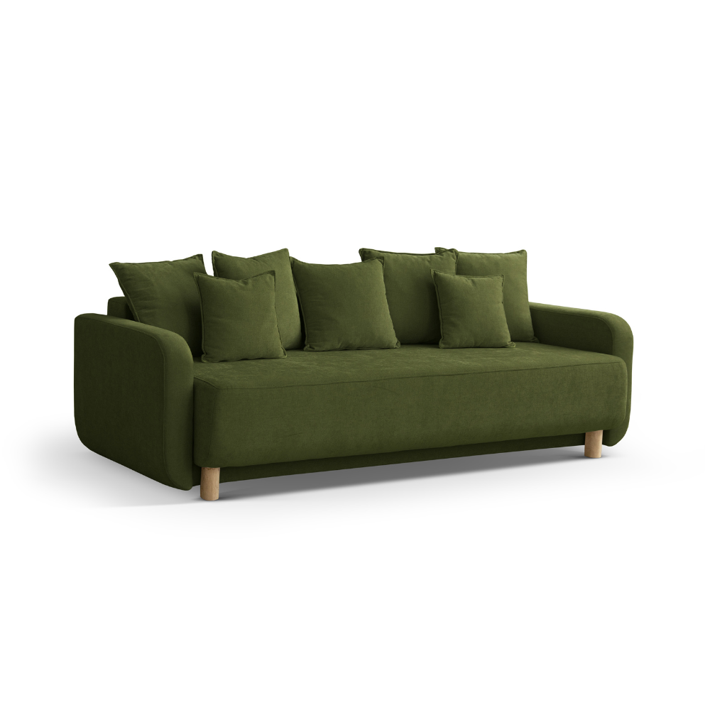 ELEN green chenille sofa with sleeping function