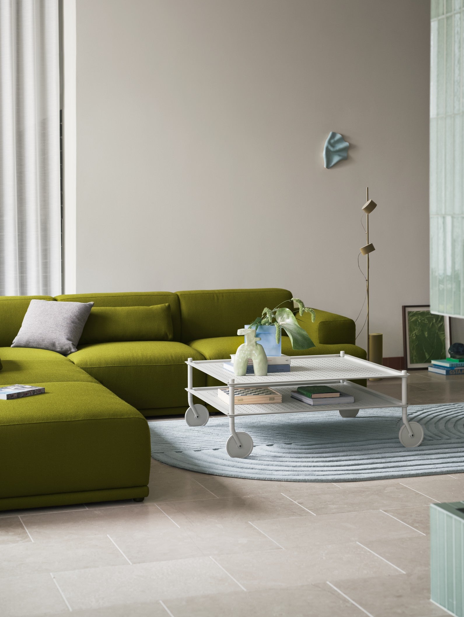 Light Gray Outdoor Coffee Table on Wheels FLOW