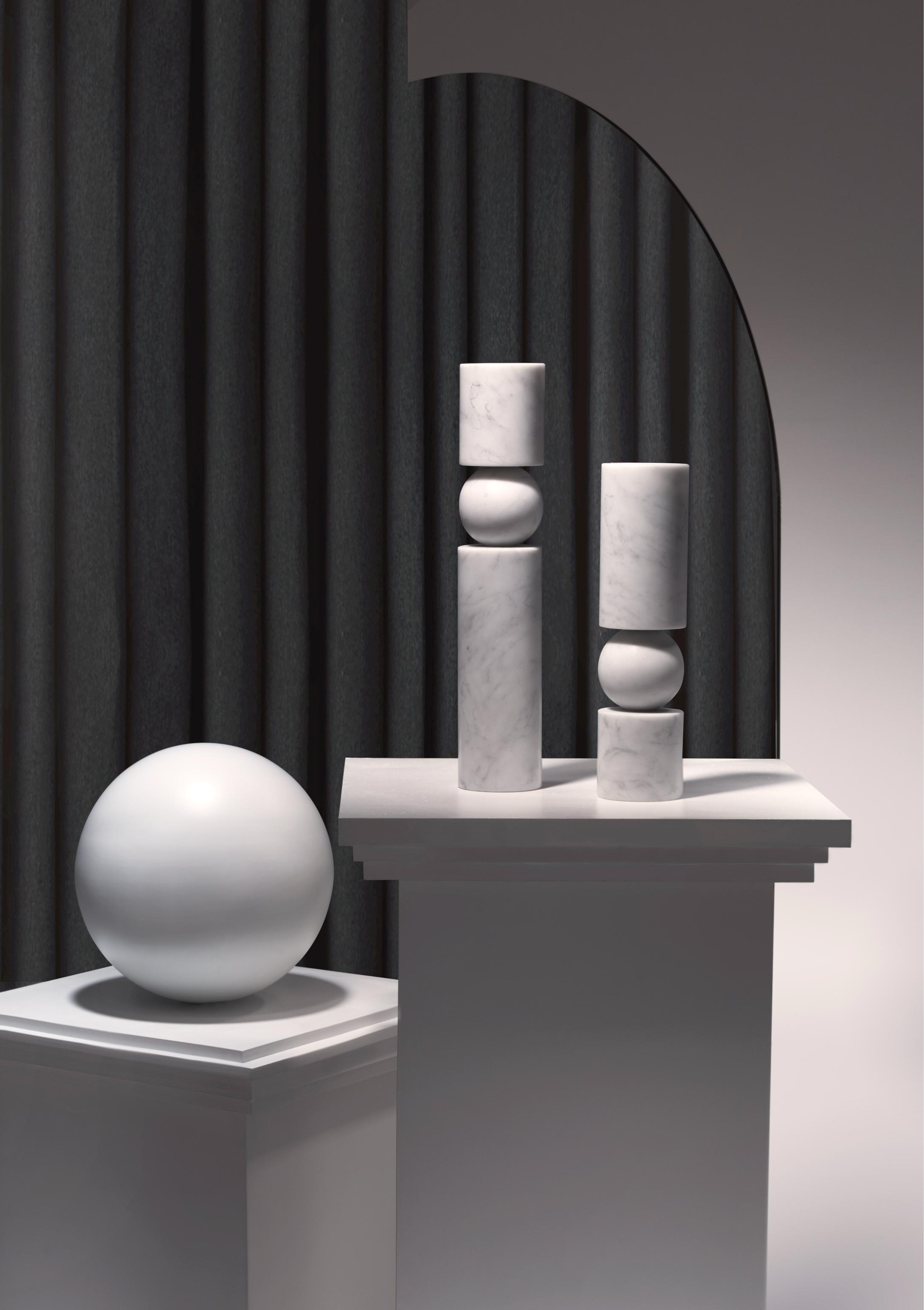 FULCRUM Beige Travertine Candle Holder