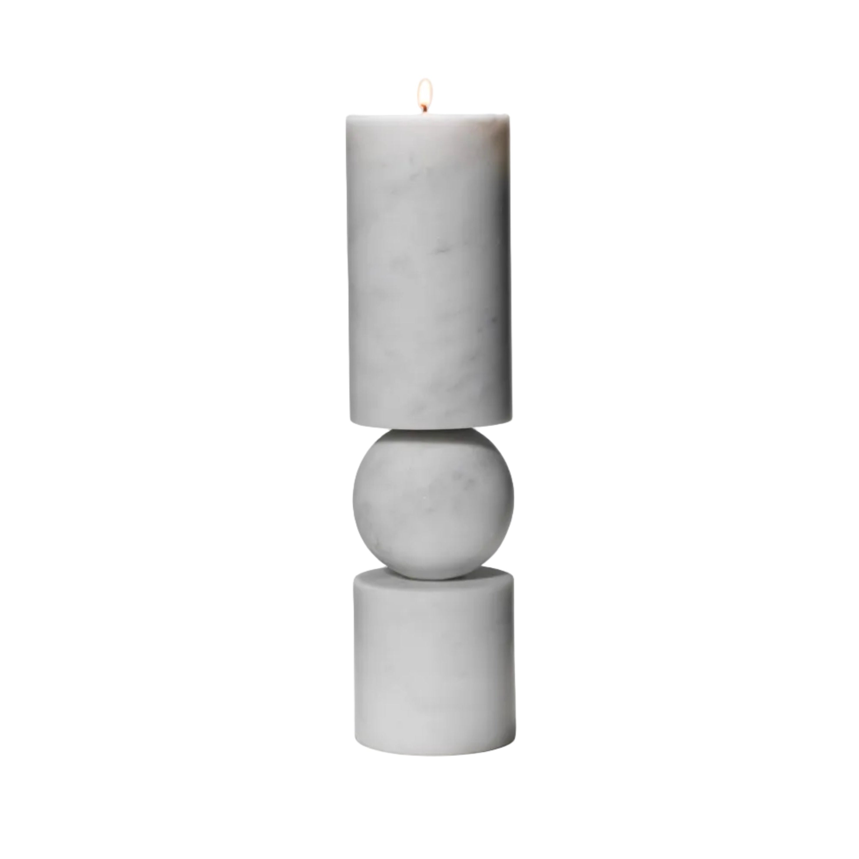 FULCRUM Candle Holder in White Marble