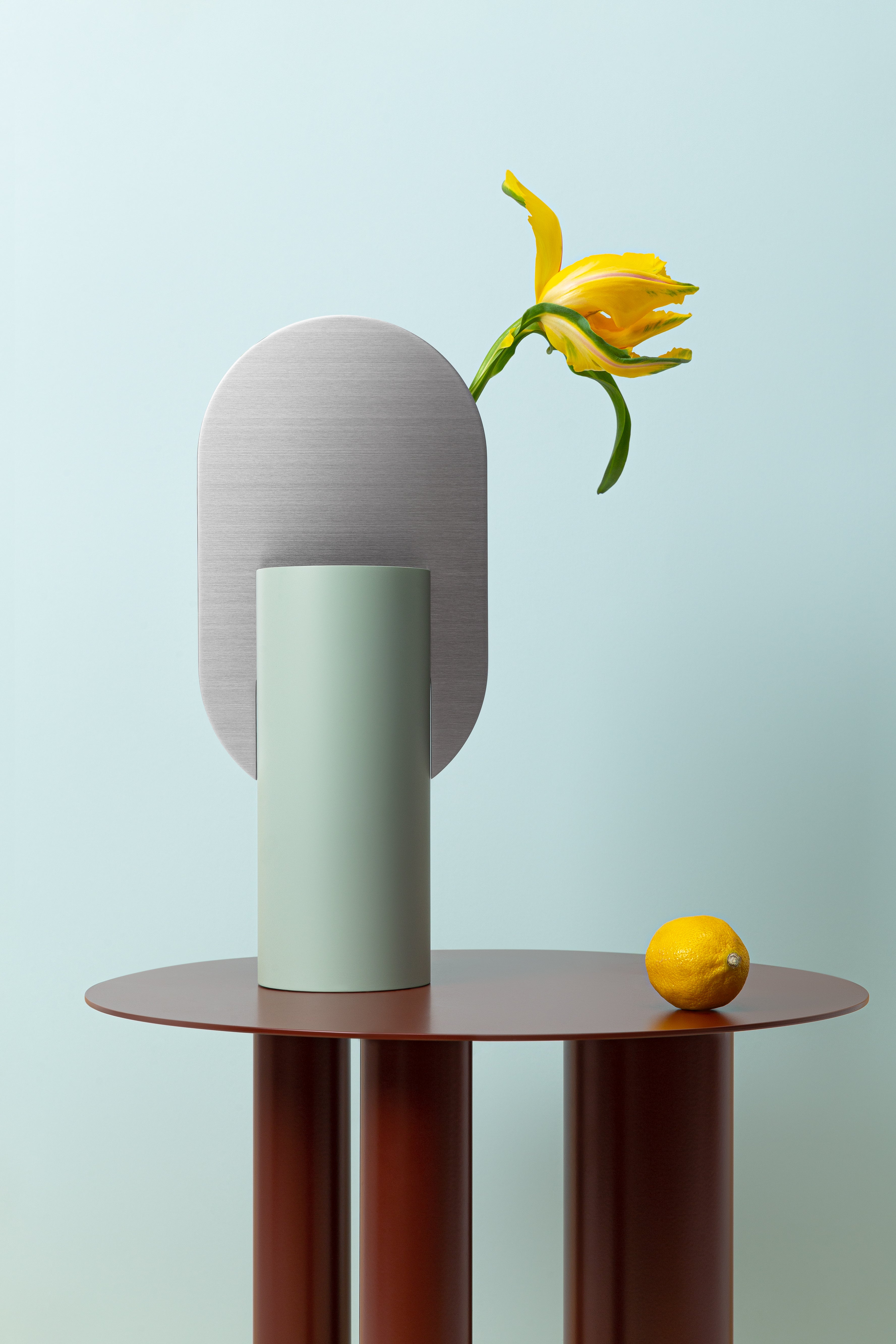 GENKE vase gray-green with steel