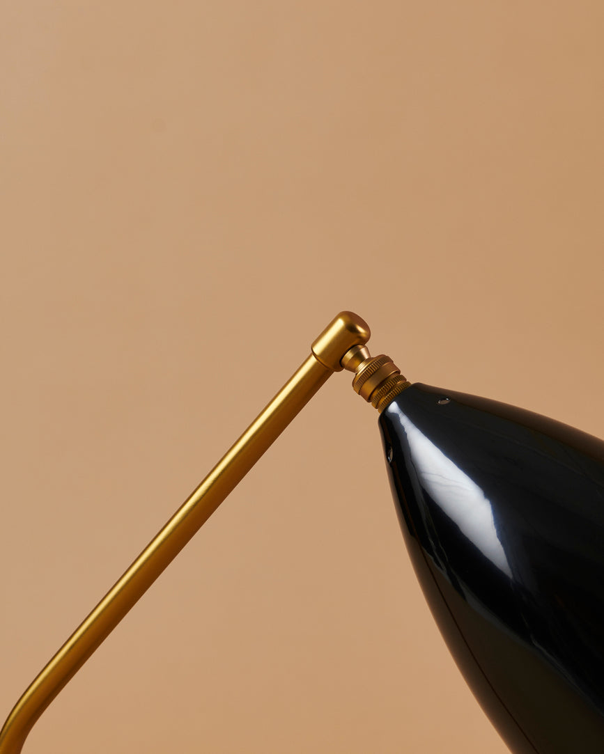GRÄSHOPPA table lamp black shade with gold base