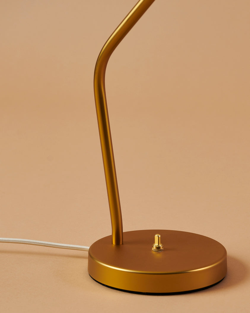 Tischlampe GRÄSHOPPA grauer Schirm mit goldenem Fuß