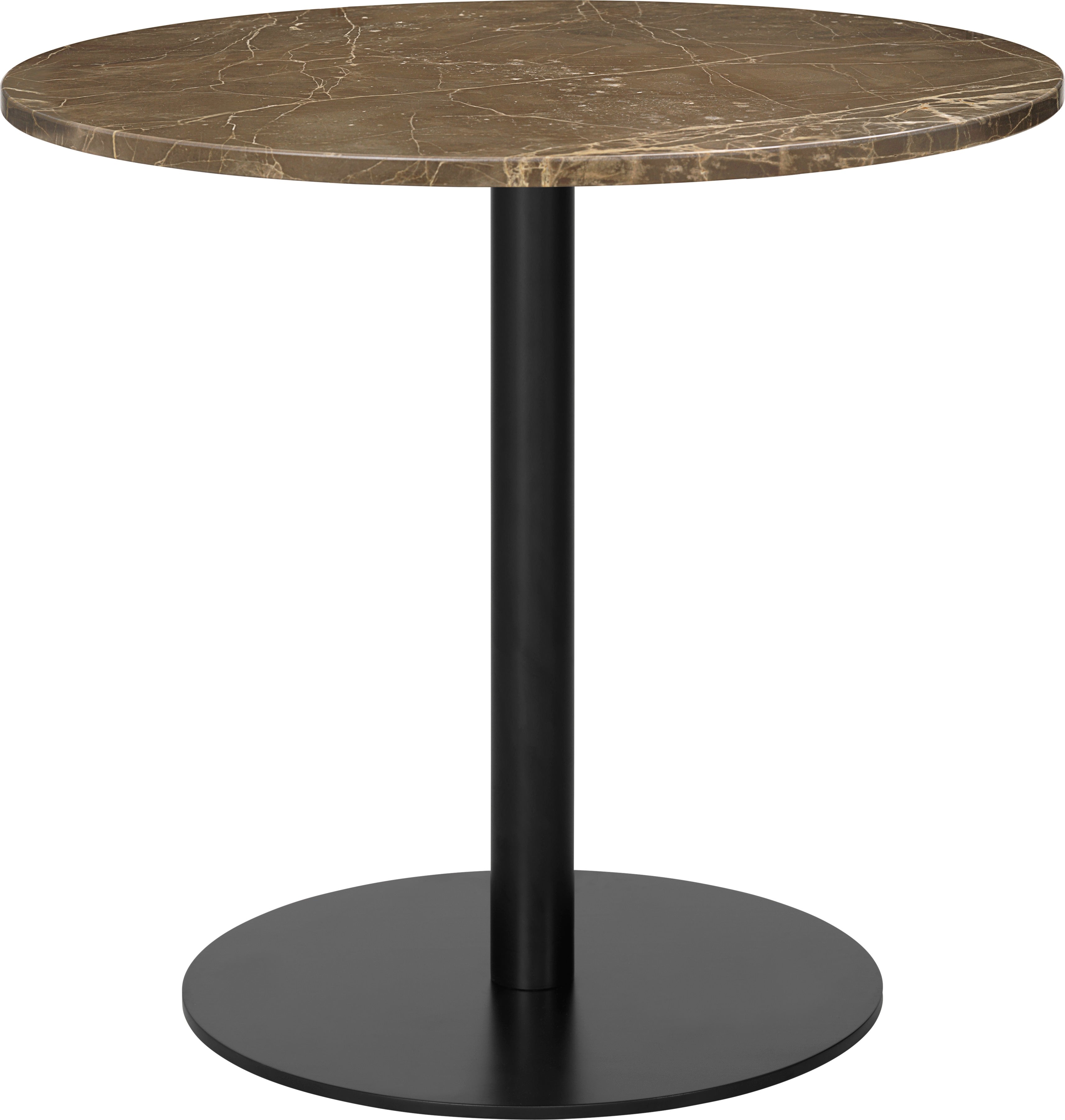 Round table 1.0 brown marble with black base