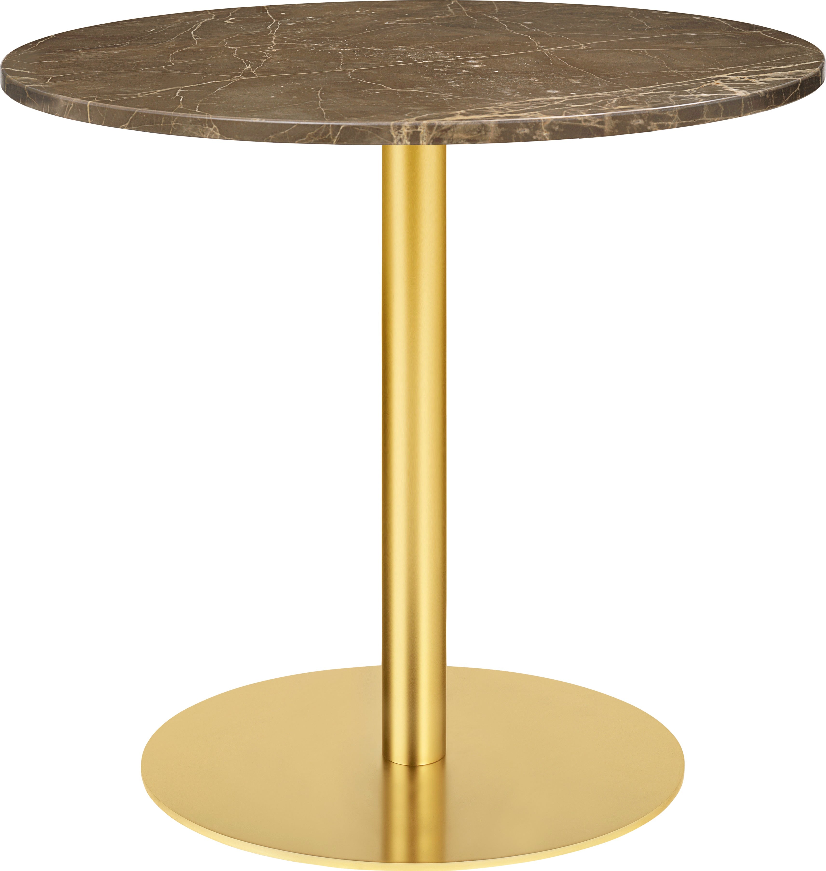 Round table 1.0 brown marble with a gold base