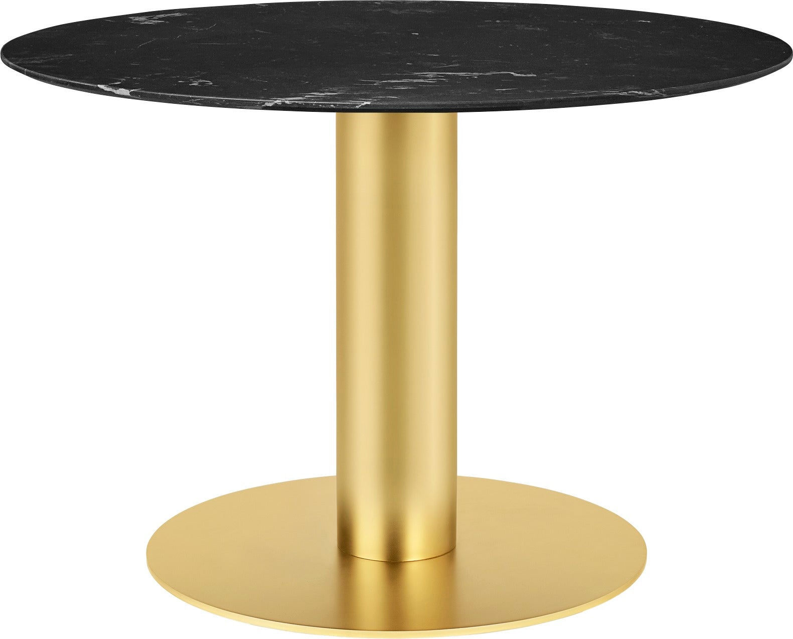 Runder Tisch 2.0 aus schwarzem Marmor mit goldenem Fuß