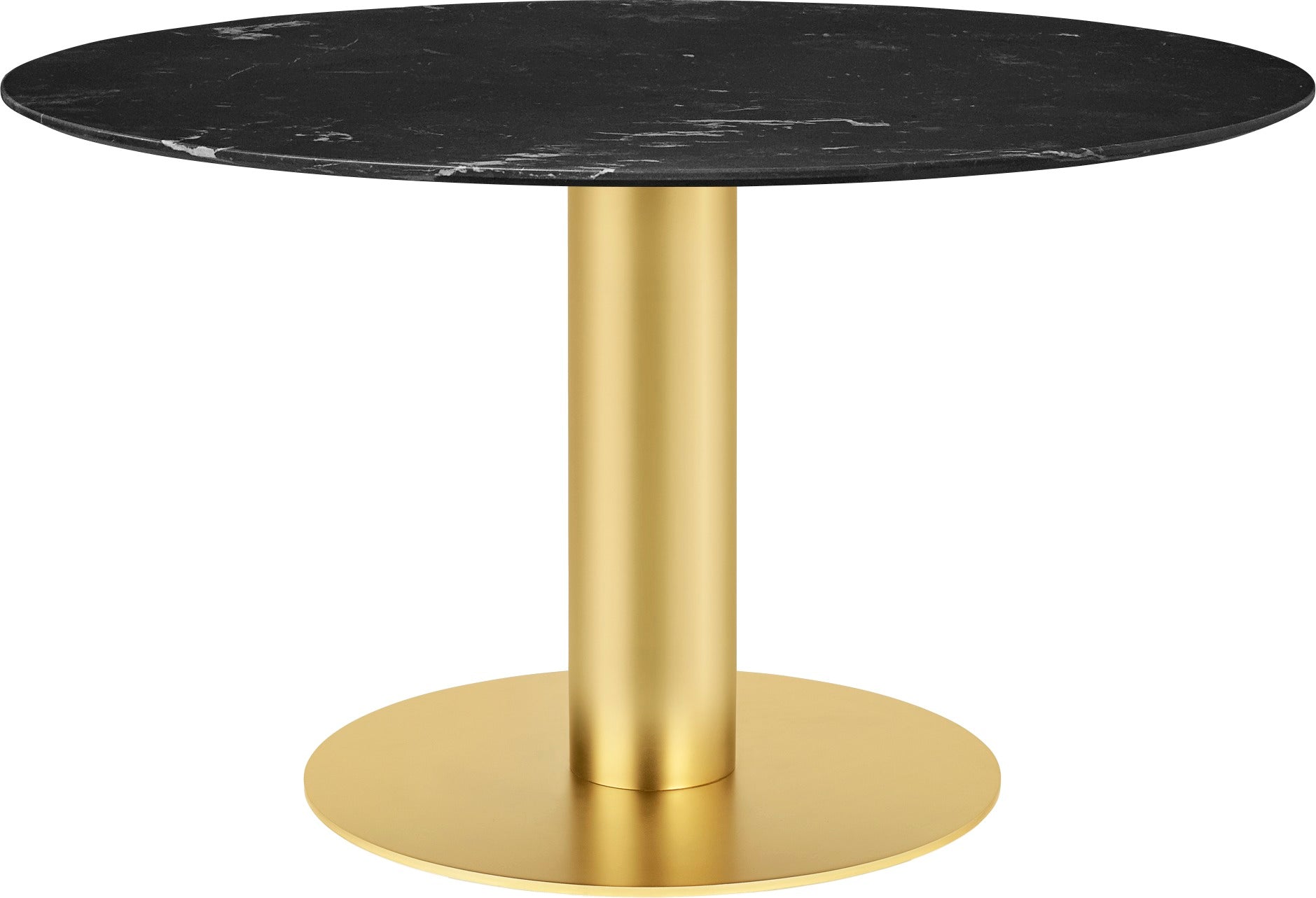 Runder Tisch 2.0 aus schwarzem Marmor mit goldenem Fuß