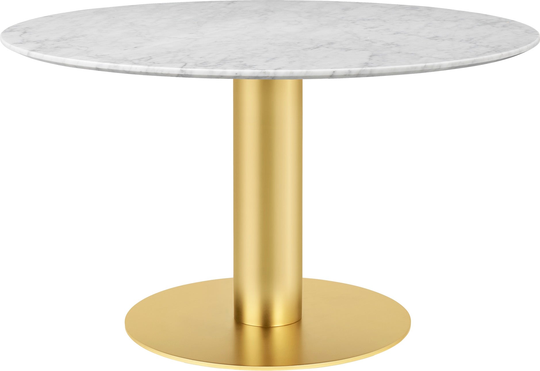 Runder Tisch 2.0 aus weißem Marmor mit goldenem Fuß
