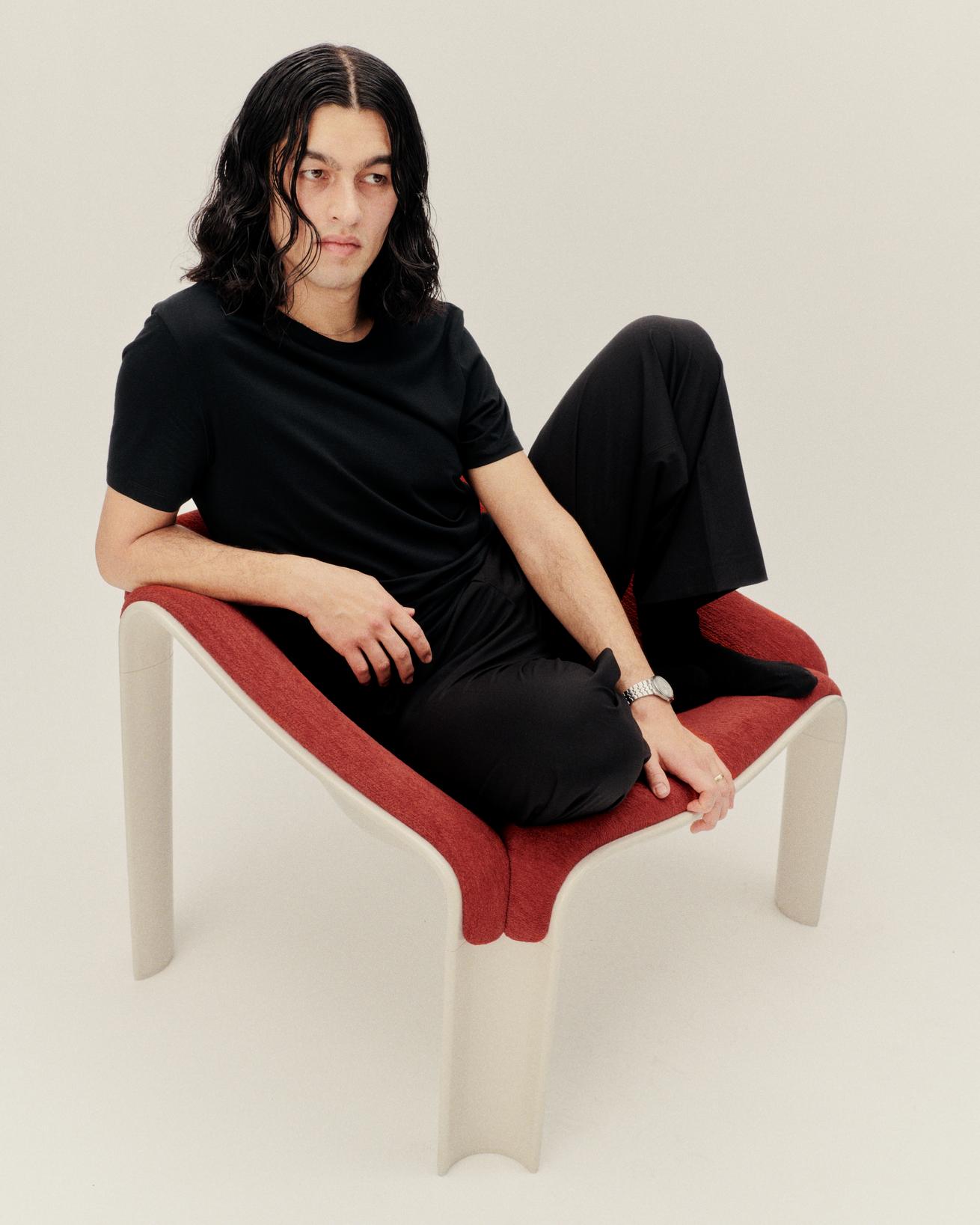 F300 Armchair white leather with cream base