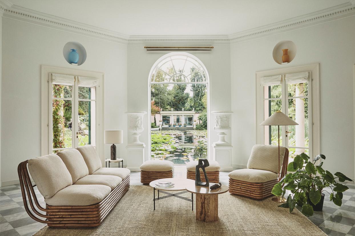 Sessel BOHEMIAN 72 gepolstert mit Rattanbasis