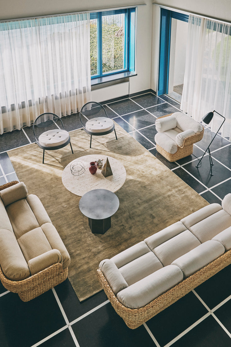 BASKET 3-Sitzer-Sofa weiß mit Rattan