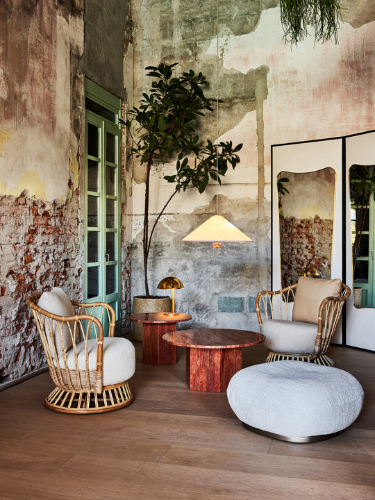 Sessel GRACE gepolstert mit Rattanbasis