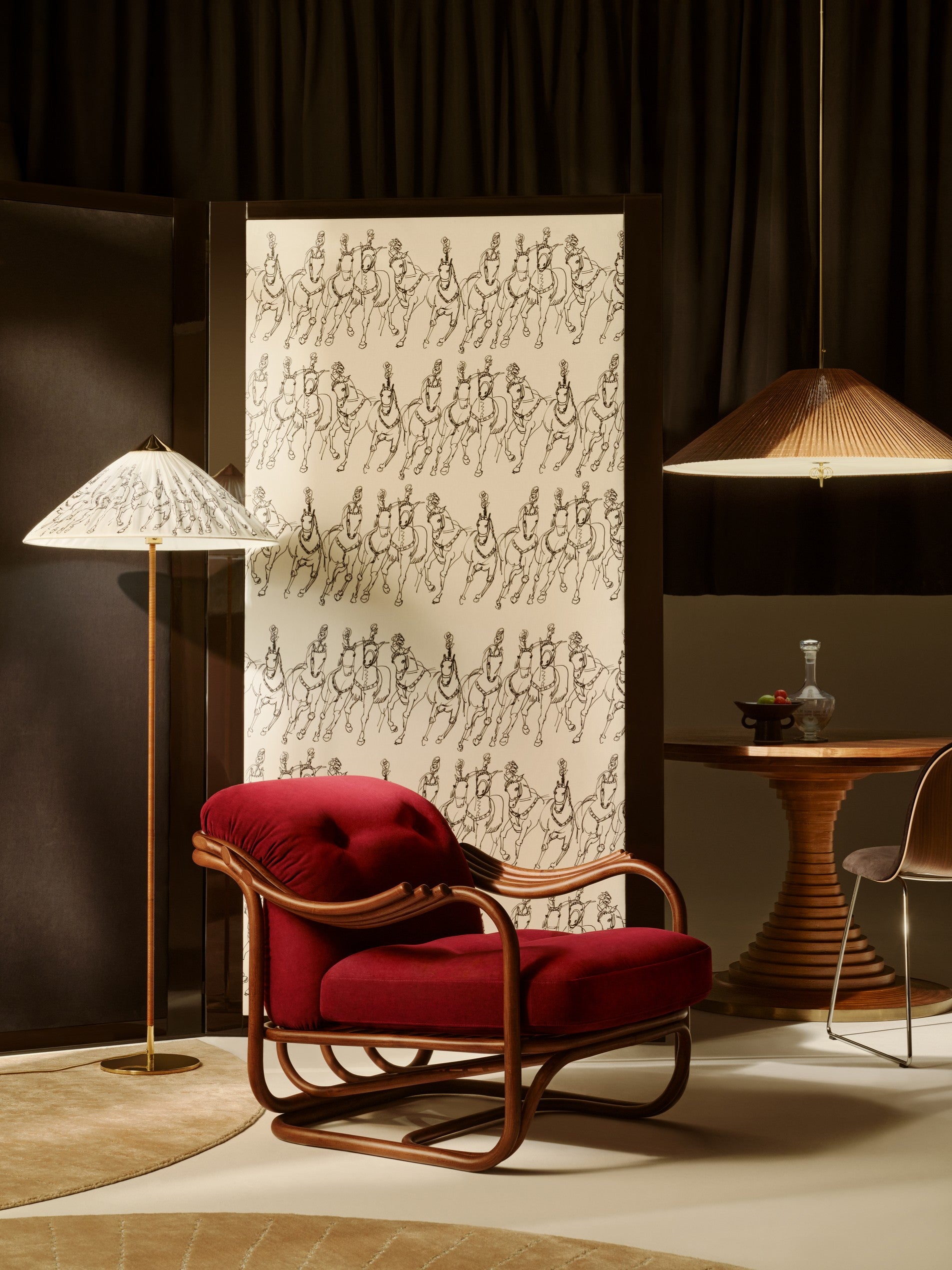 Floor lamp 9602 brass with white shade