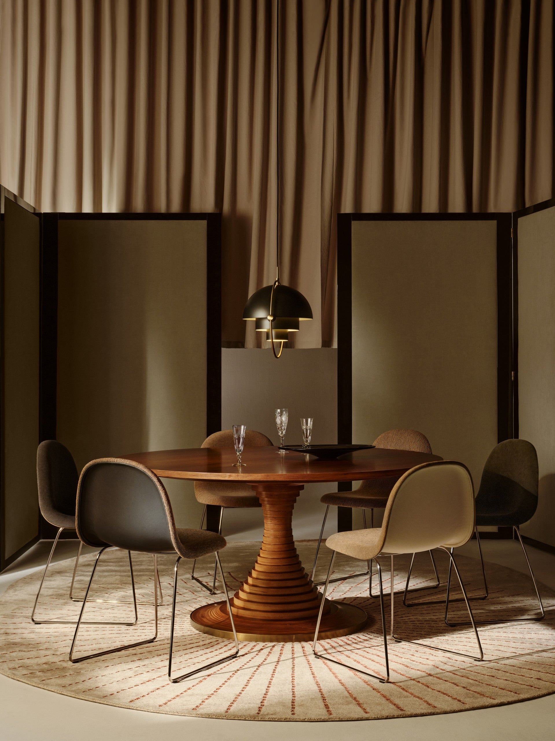 GUBI 3D chair walnut wood with black base