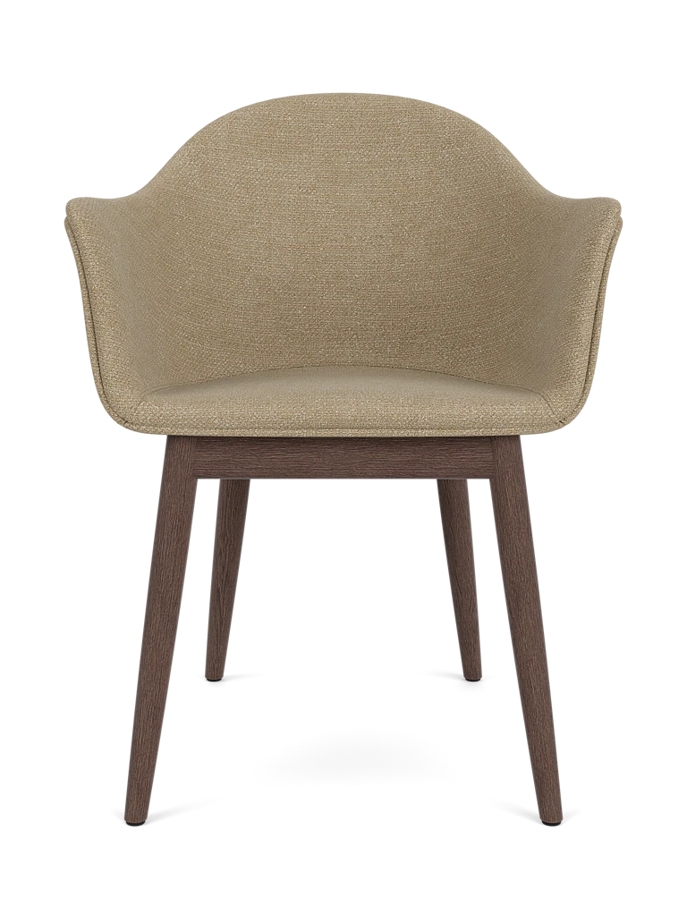 Sessel mit Armlehnen HARBOUR beige Boucle mit dunklem Eichenfuß