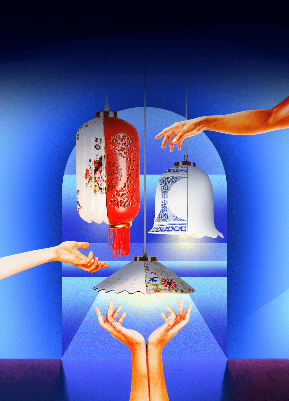 Hängelampe HYBRID VERPIRA weiße Porzellan