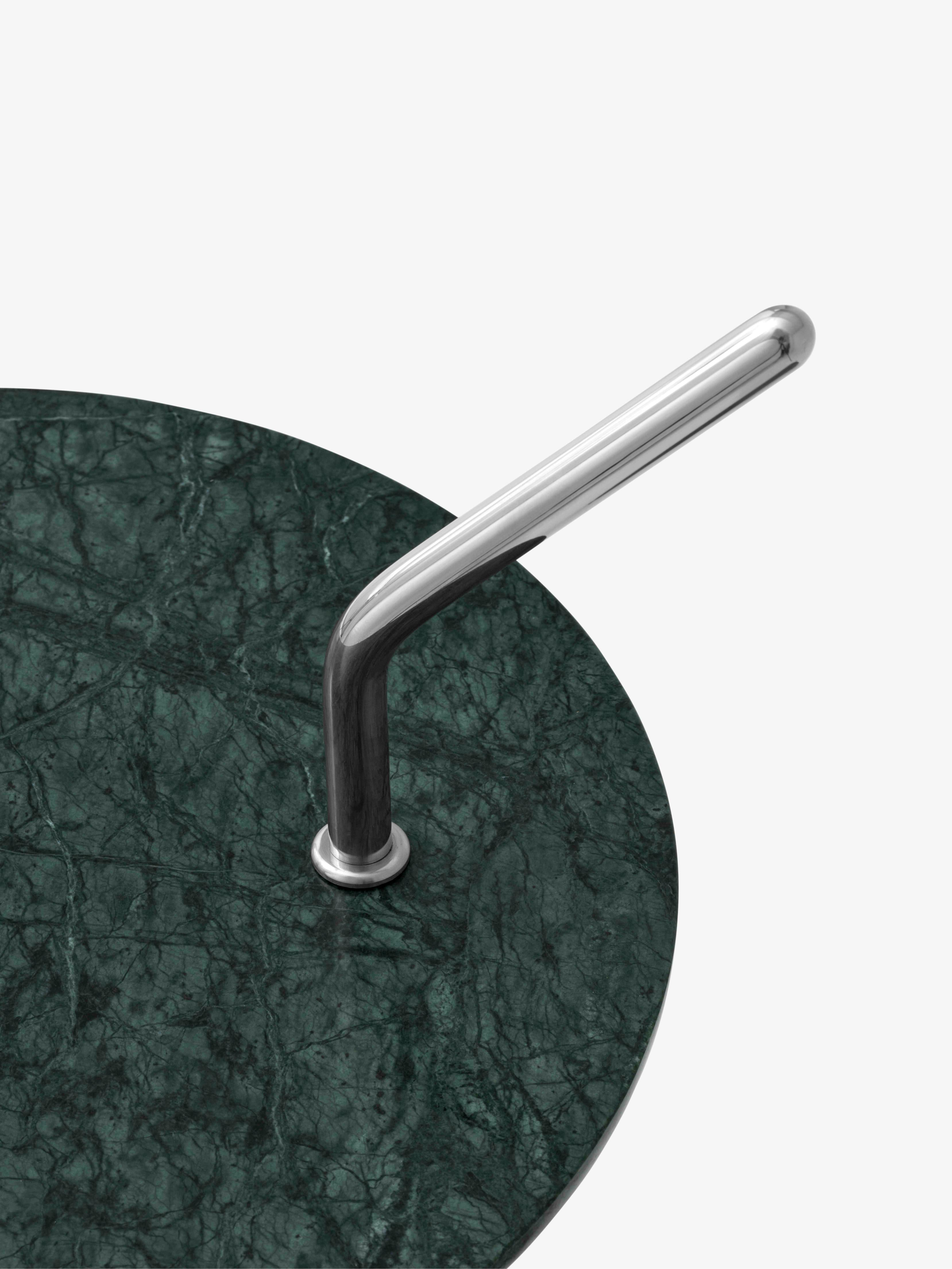 Side table HALTEN SH9 with green marble top and chrome base