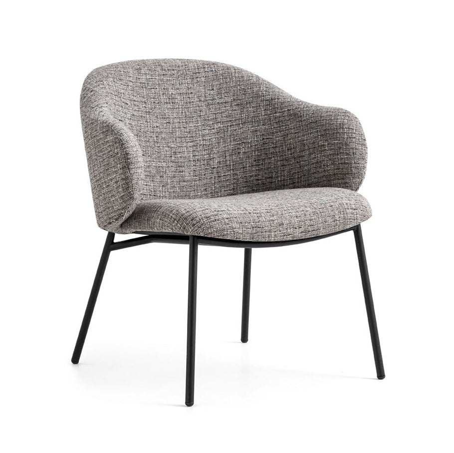HOLLY upholstered armchair with a black base