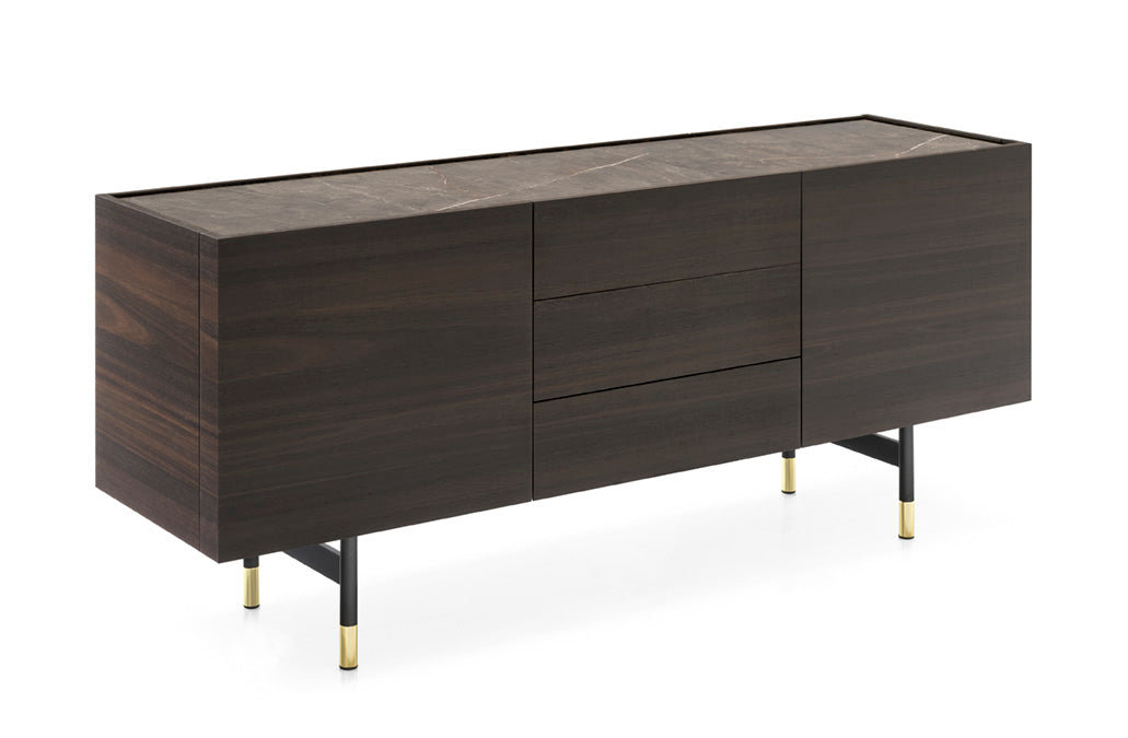 HORIZON Chest of Drawers dark wood with brown top