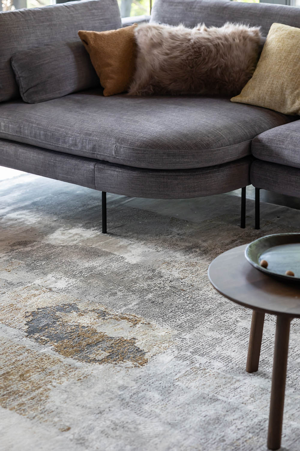 Teppich WATERCOLORS GRAU grau mit braunem