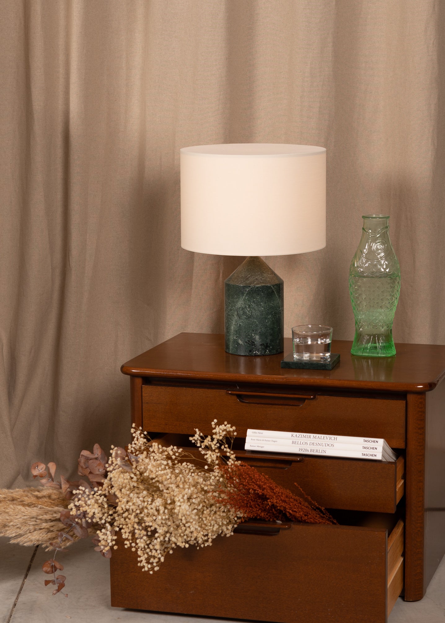 Table lamp JOSEF brown marble