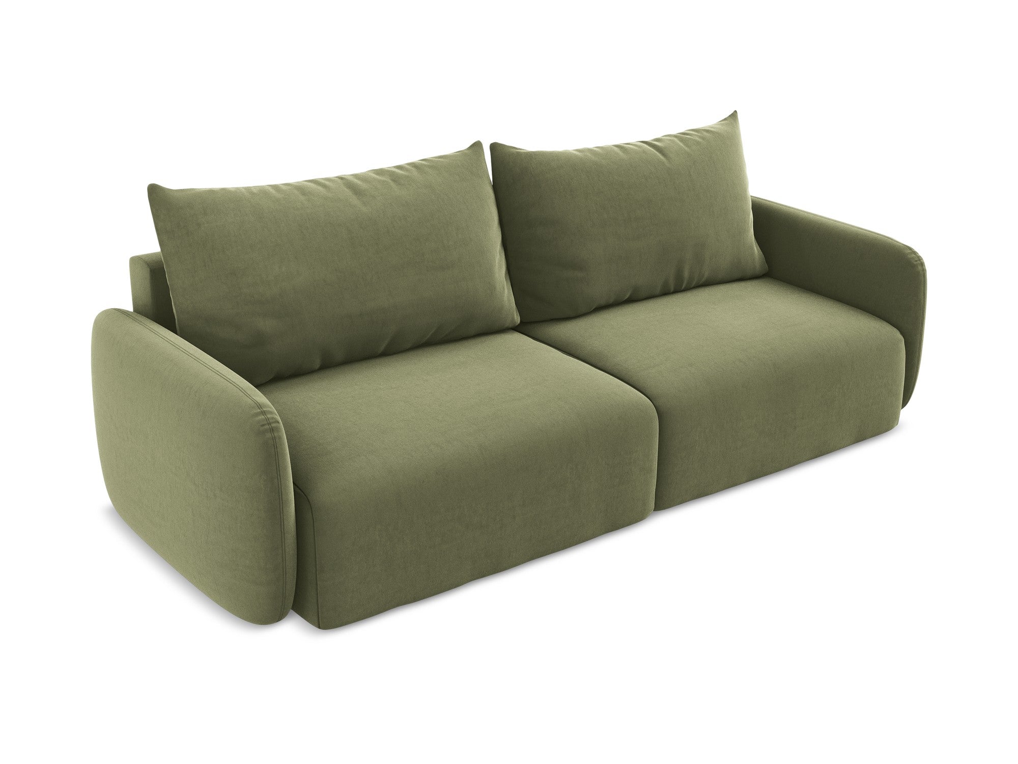 Olive Green Velvet 3-Seater Sofa with Sleeping Function KALENA