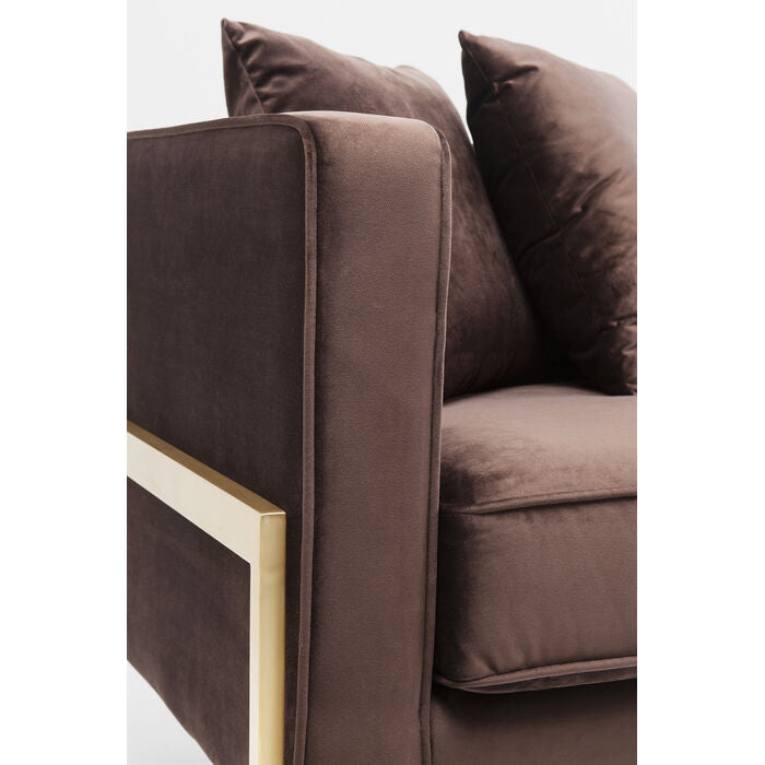 3-Personen-Schokoladenbraun-Loft-Sofa mit einer goldenen Basis