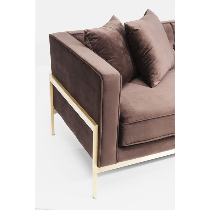 3-Personen-Schokoladenbraun-Loft-Sofa mit einer goldenen Basis