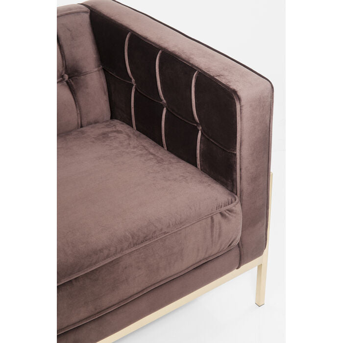 3-Personen-Schokoladenbraun-Loft-Sofa mit einer goldenen Basis
