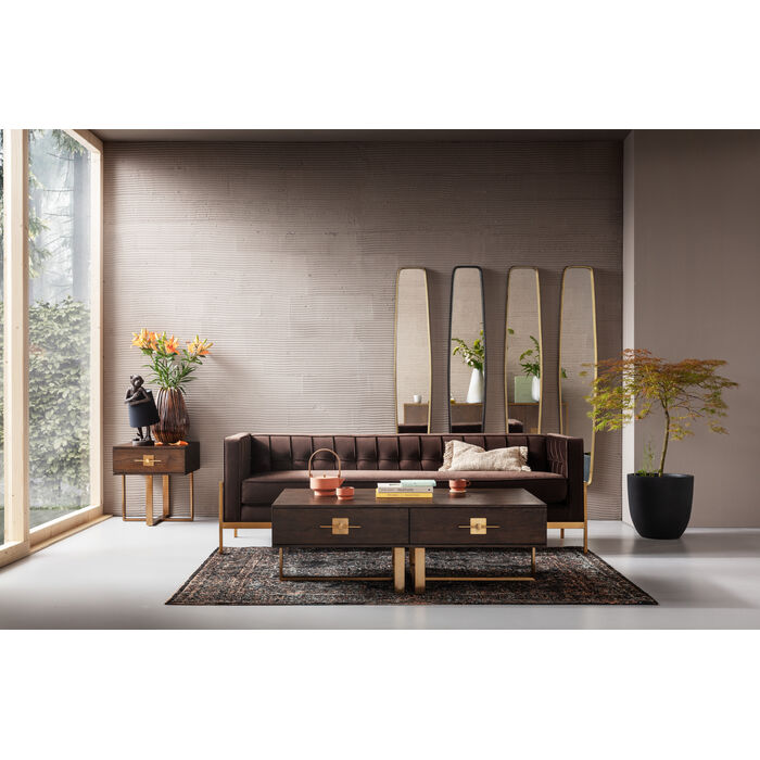 Chocolate brown loft armchair with a golden base