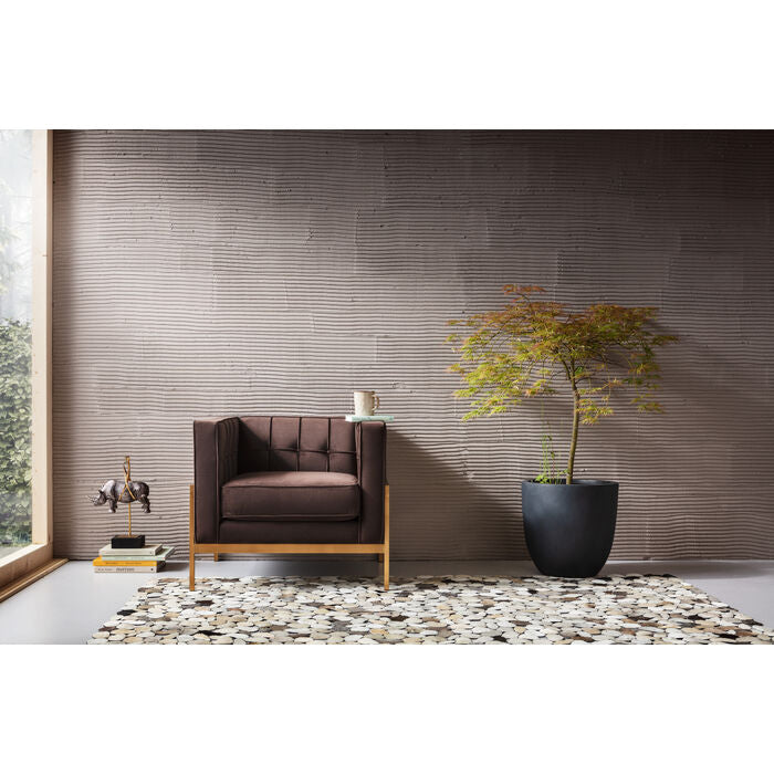 Chocolate brown loft armchair with a golden base