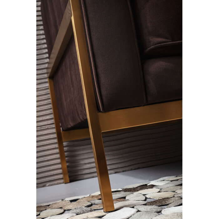 Chocolate brown loft armchair with a golden base