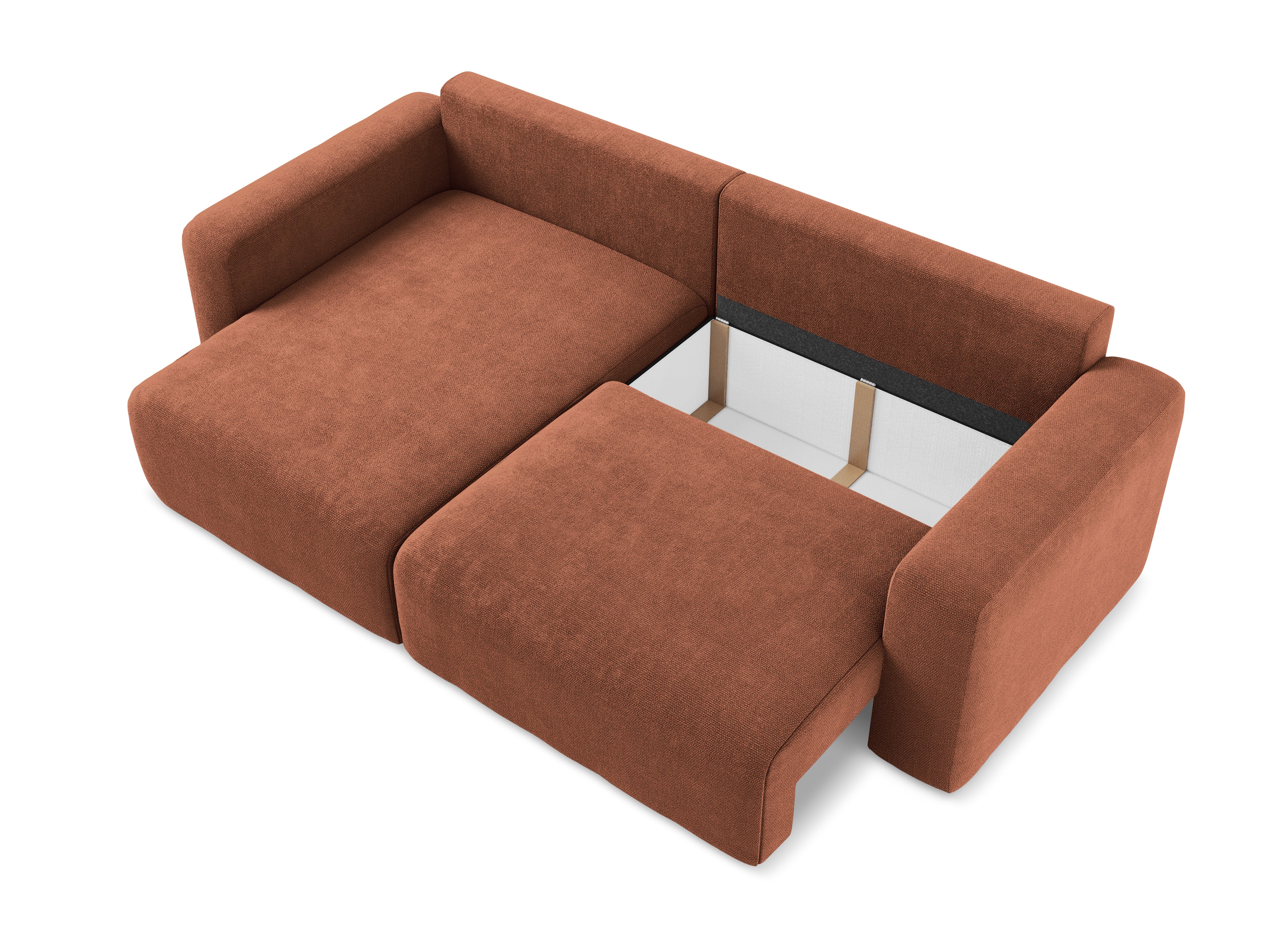 Left-sided corner sofa bed KONA terracotta chenille