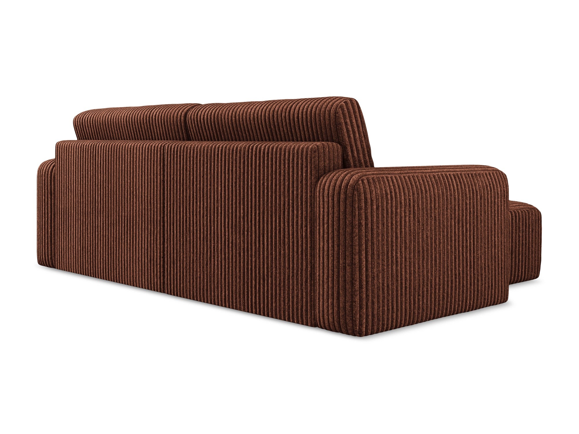 Linksseitige Schlafcouch KONA in Terrakotta aus Cord