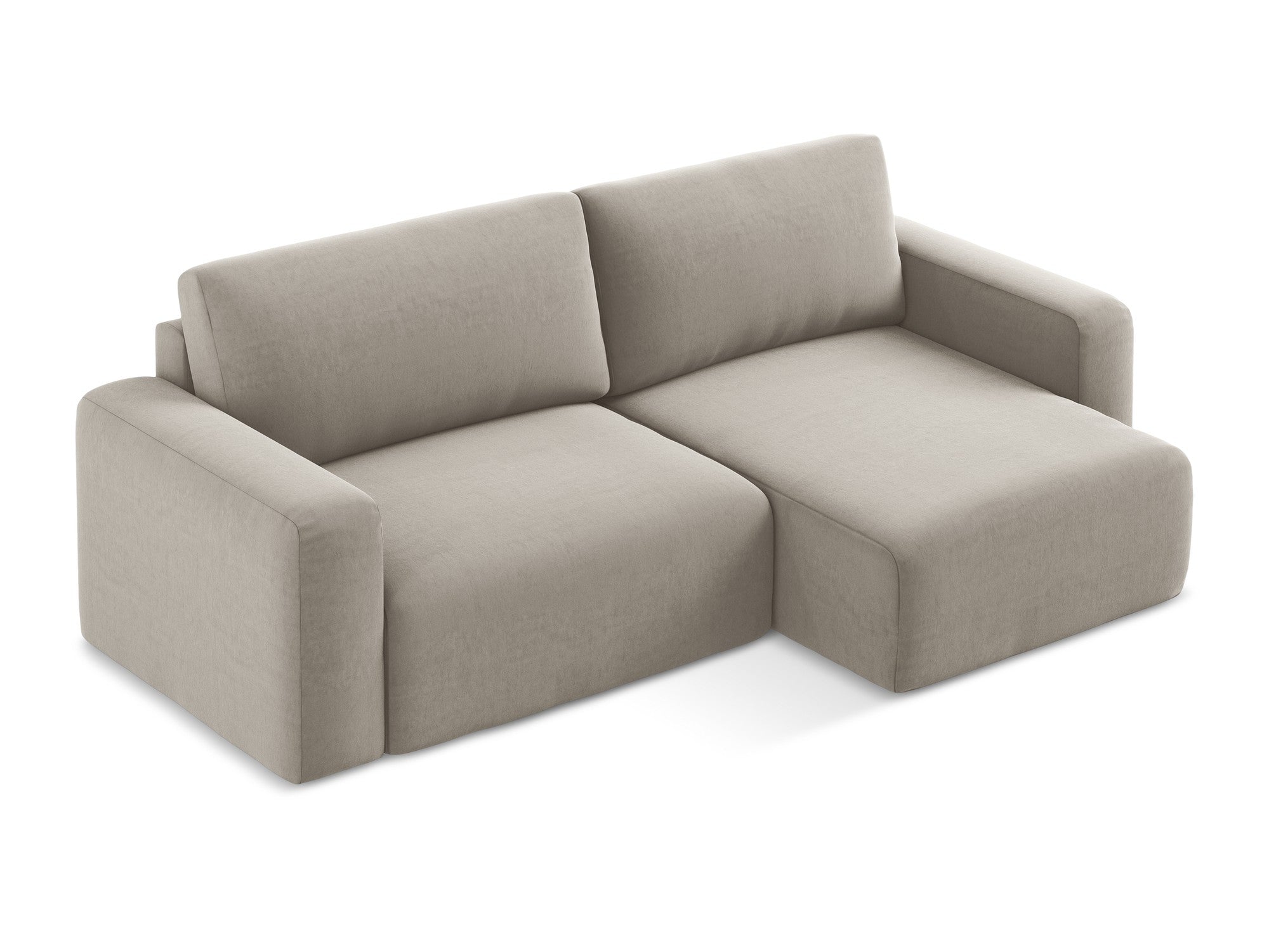 Right-facing velvet corner sofa bed KONA taupe