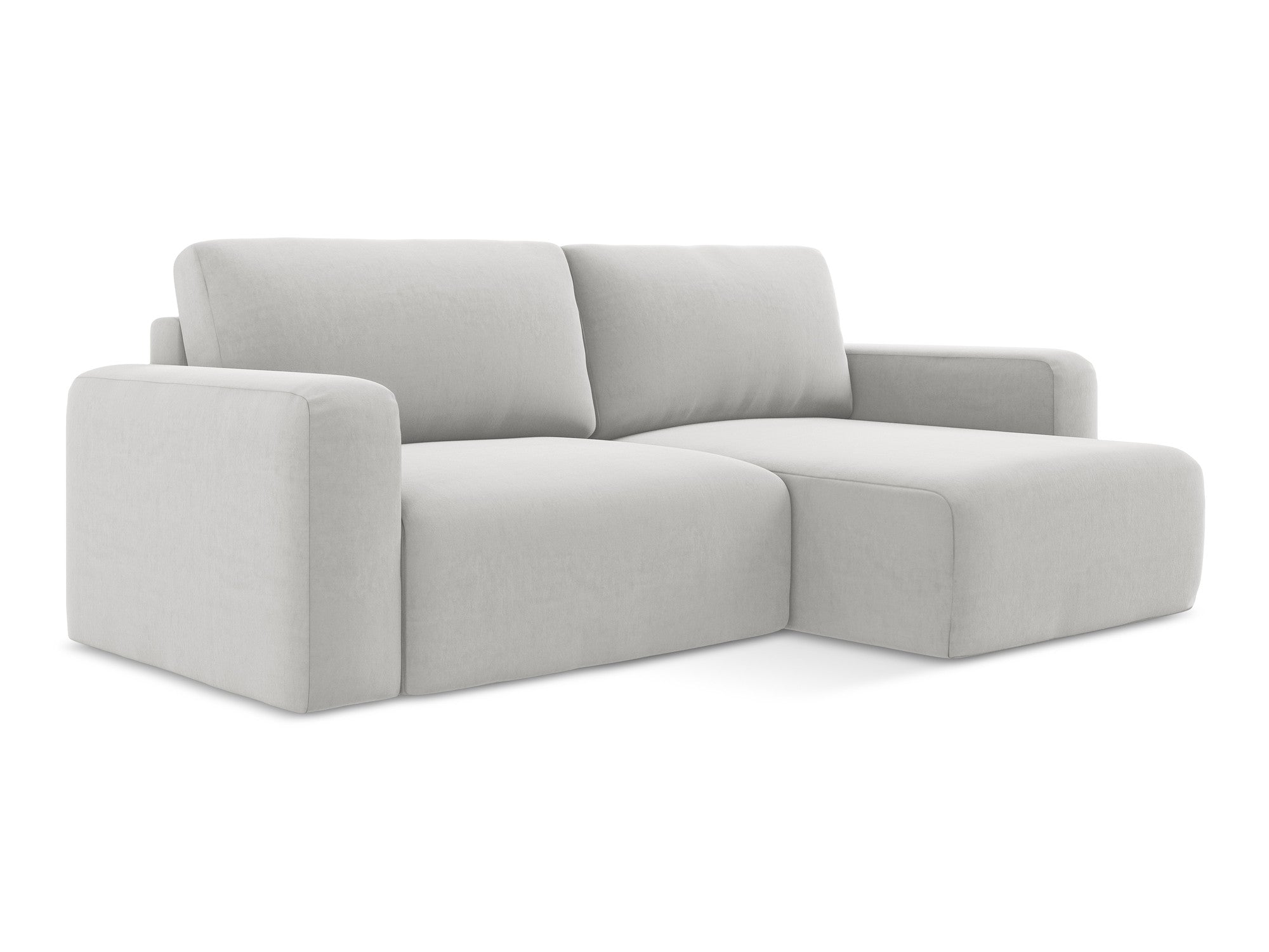 Right-facing velvet corner sofa bed KONA silver gray