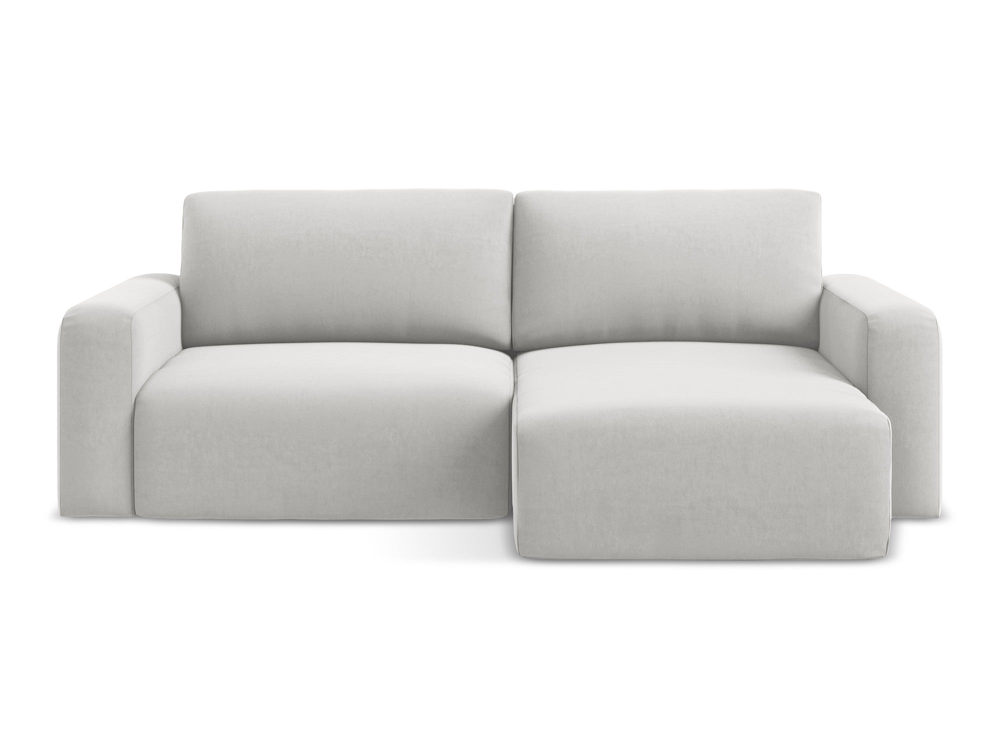 Right-facing velvet corner sofa bed KONA silver gray