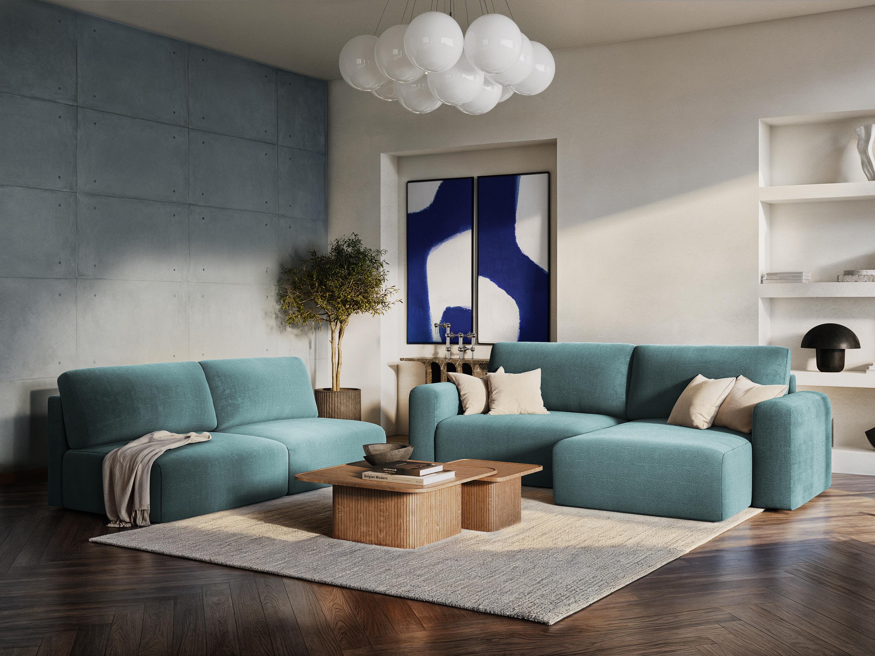 Linksseitige Schlafcouch KONA in grauem Chenille