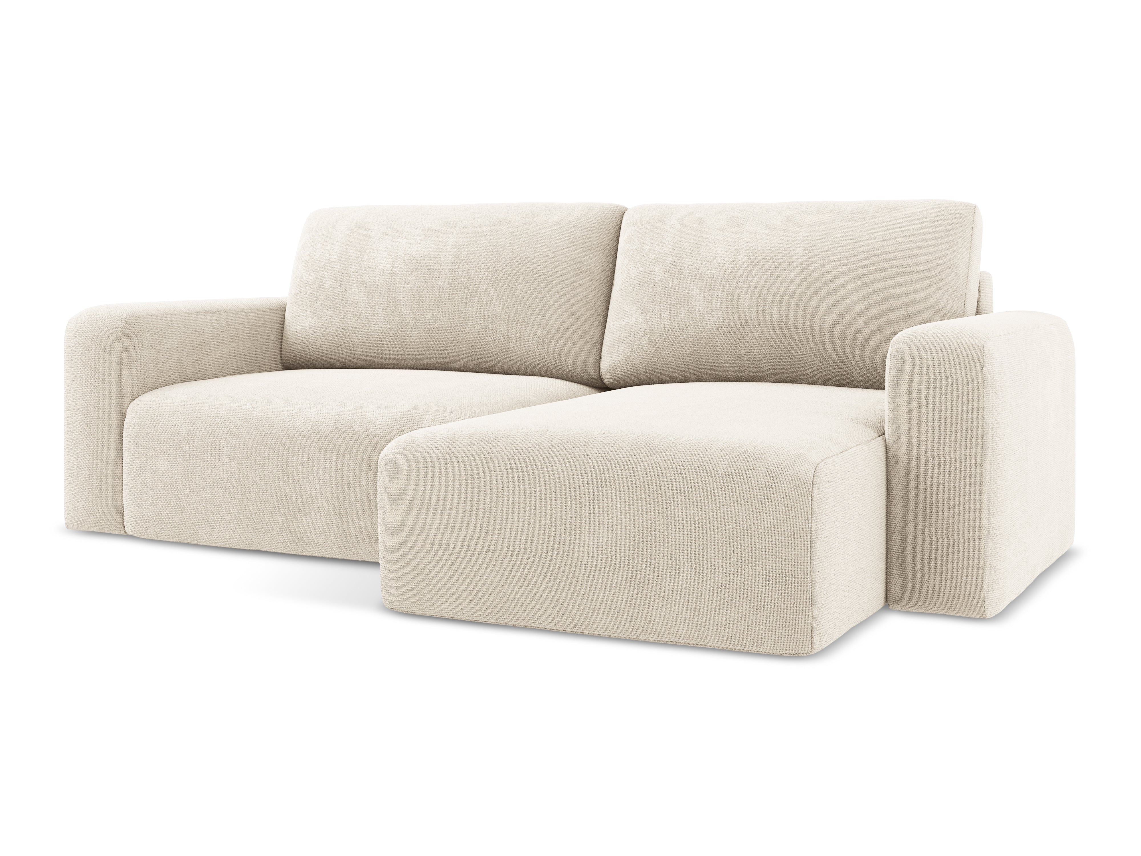 Right-hand corner sofa bed KONA light beige chenille