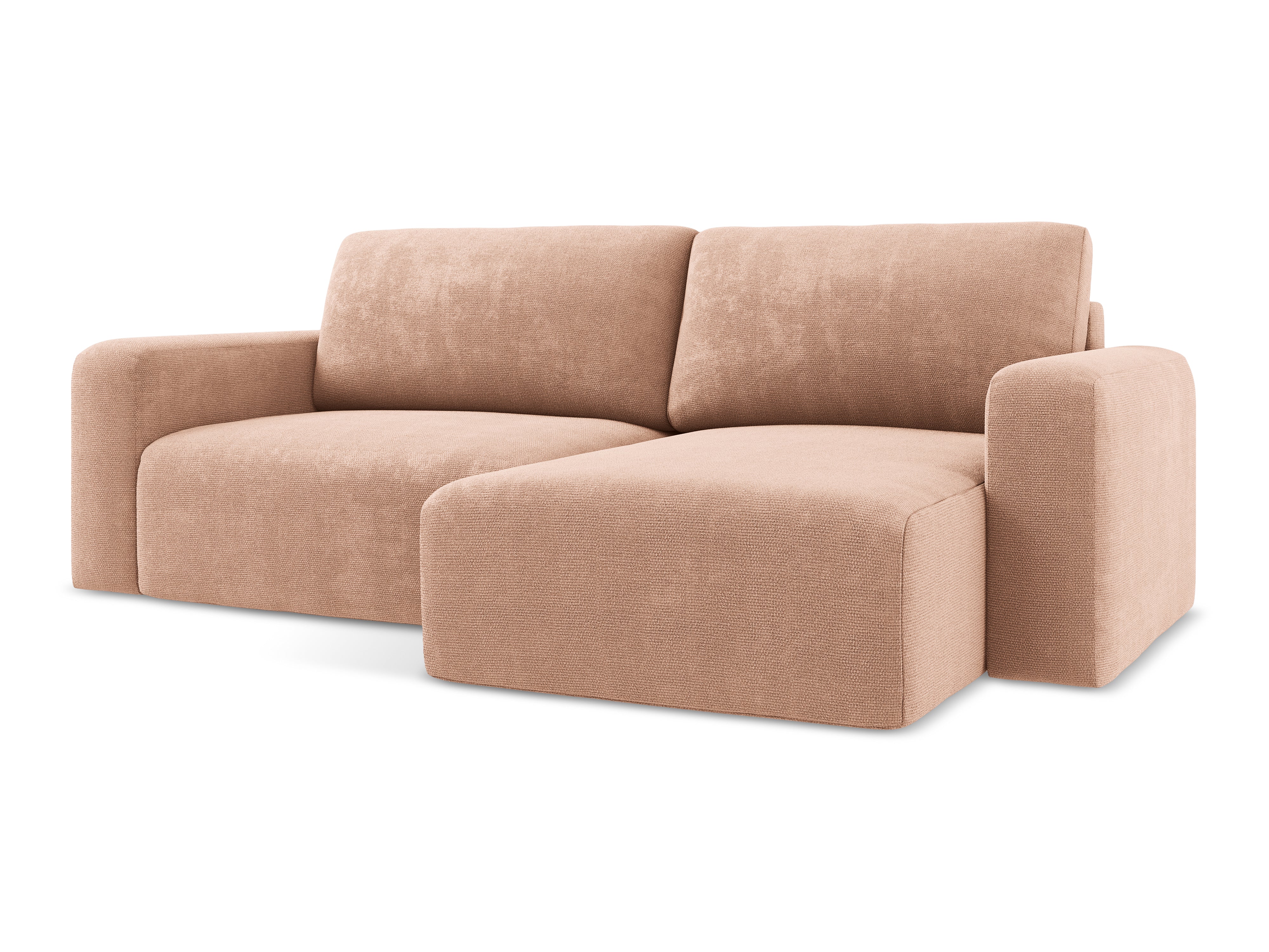 Right-facing corner sofa bed KONA peach chenille