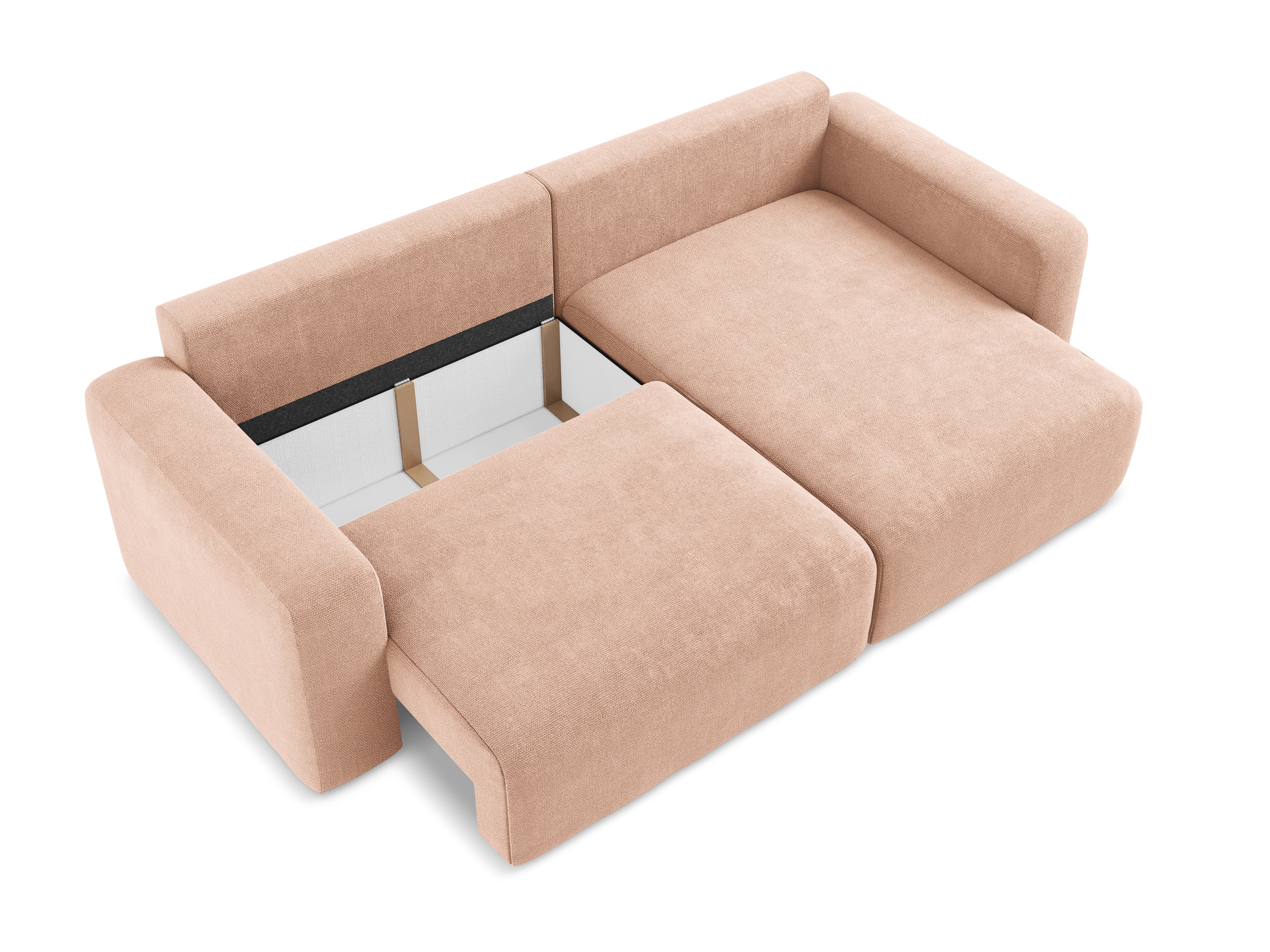 Right-facing corner sofa bed KONA peach chenille