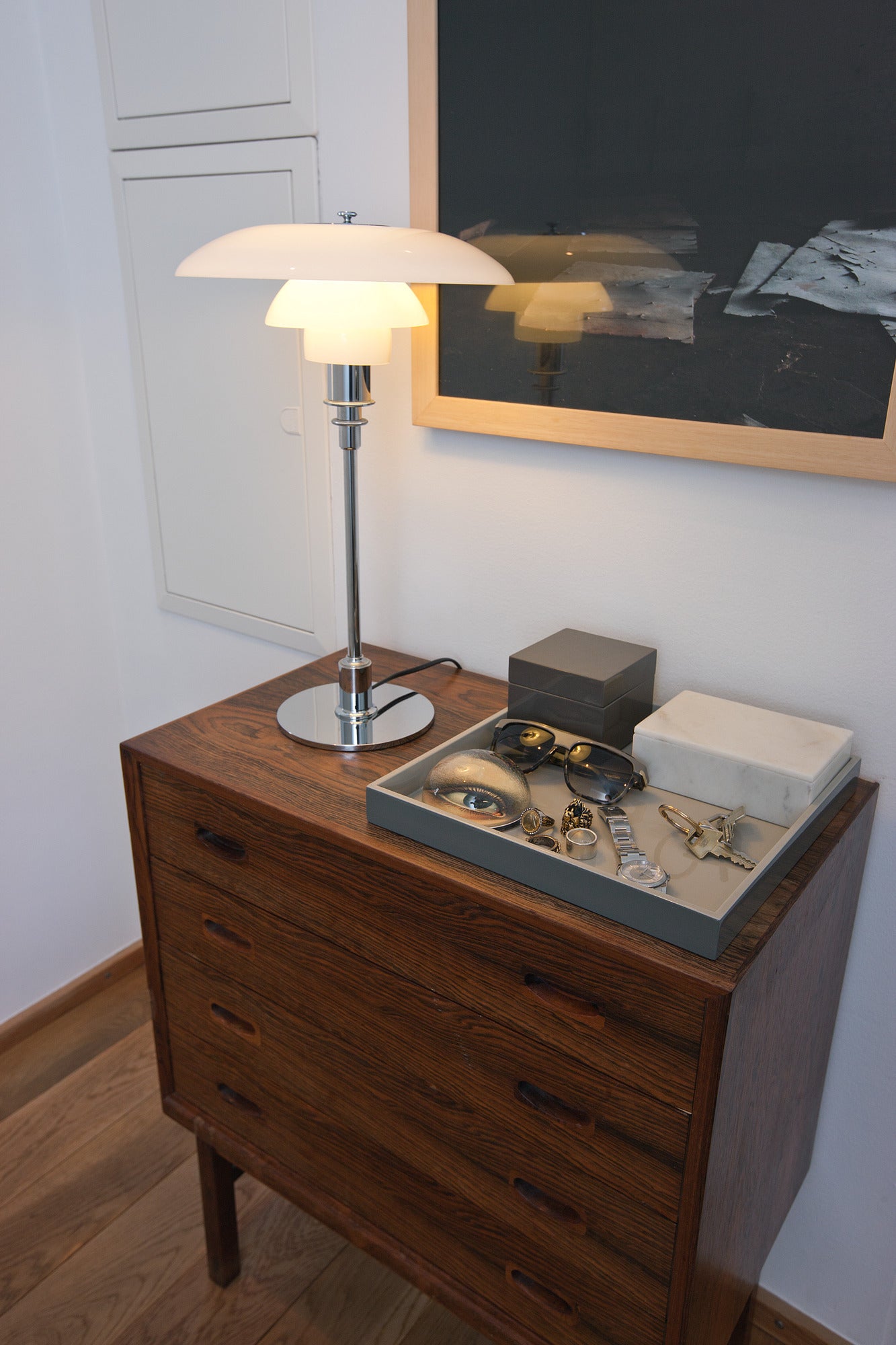 PH 3/2 table lamp white with chrome base