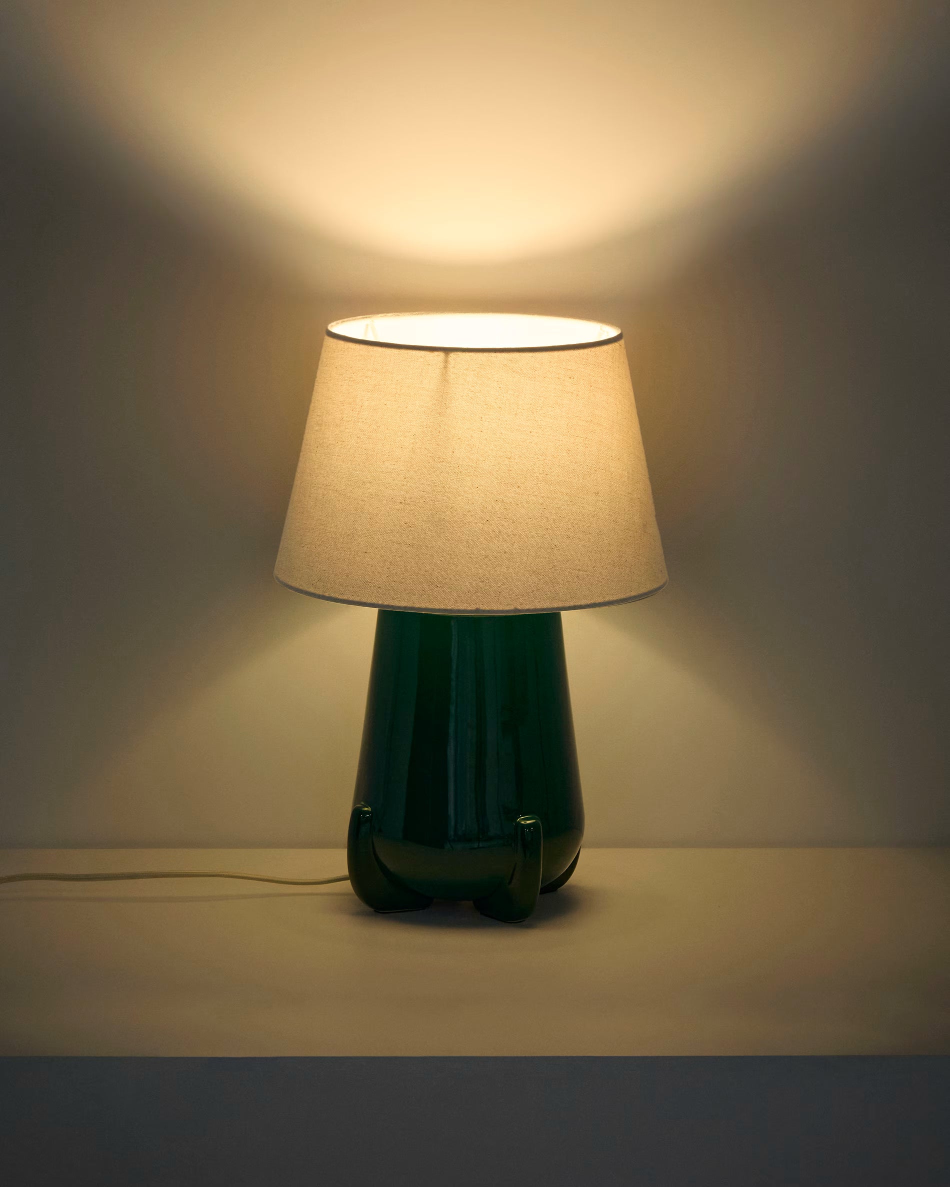 ODRA Beige Table Lamp with Green Base