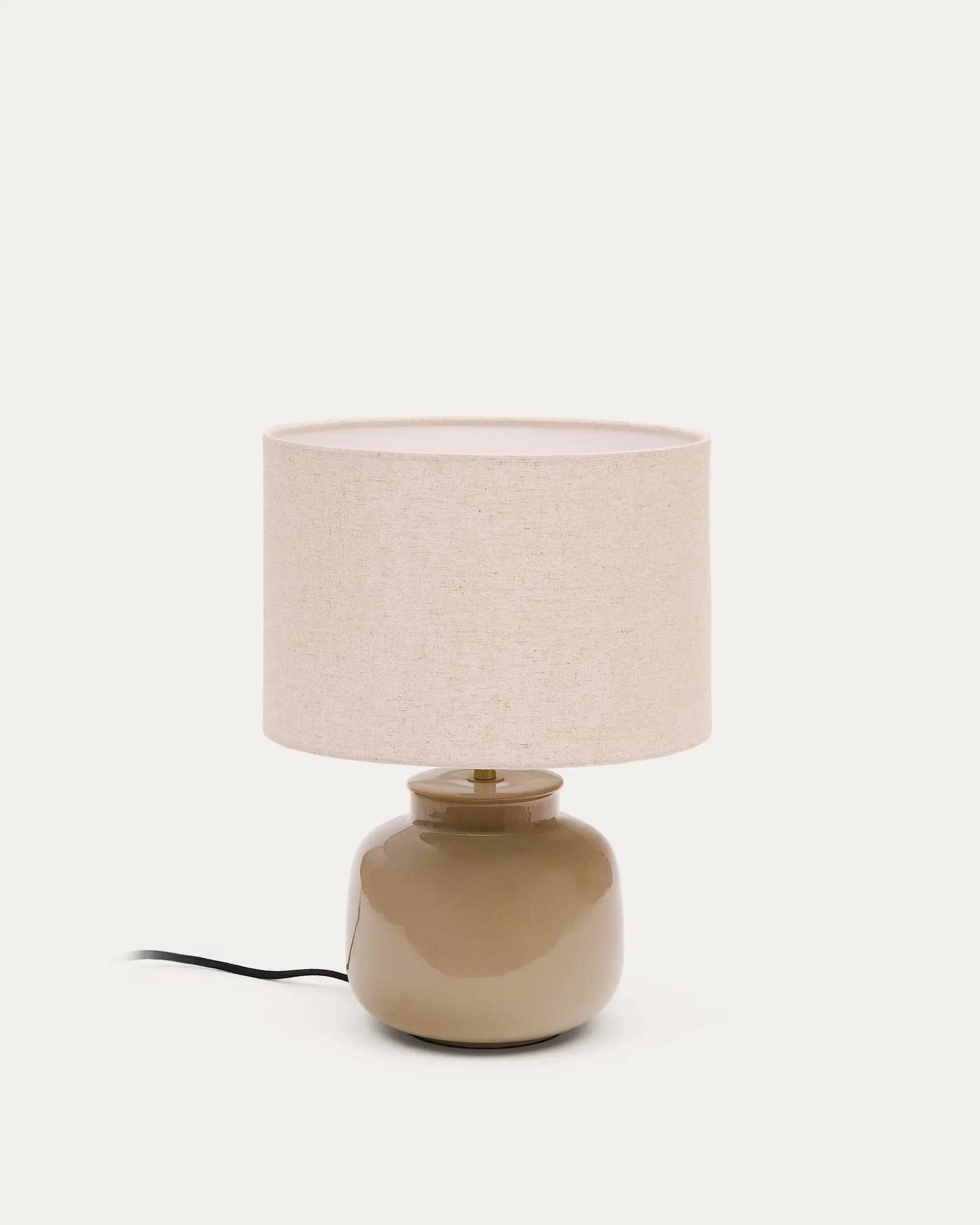 Lampa stołowa TAY beżowy klosz z zieloną podstawą – Kave Home